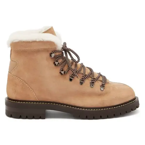 Valentino Garavani Valentino Trekking shearling-lined suede combat hiking ankle boot IT 40 US 10