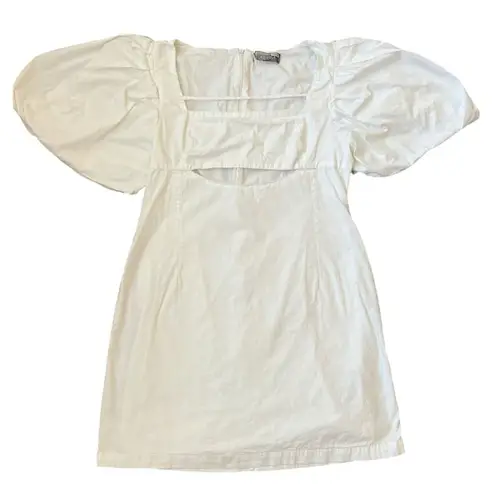 4SI3NNA Revolve Women’s Ulma Puff Sleeve Square Neckline Cotton White Mini Dress