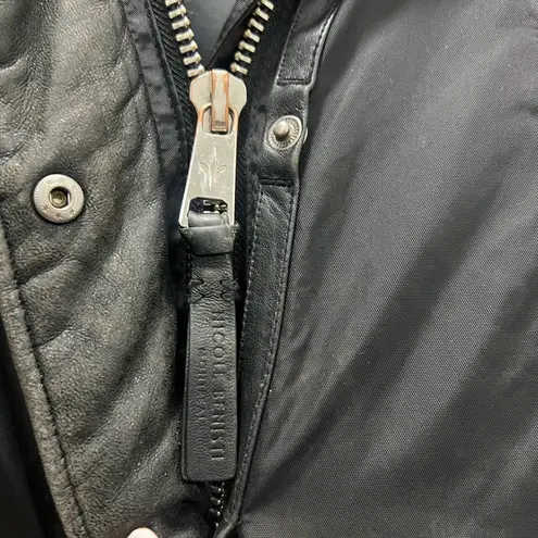 Nicole Benisti Black Brera Leather Trim Fur Accent Down Coat Size M $1,800 Size M