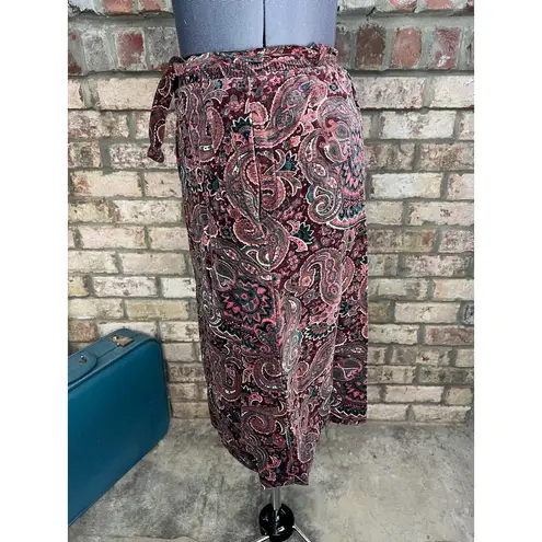 skirt velour paisley Aline maroon wine pink Red Size L