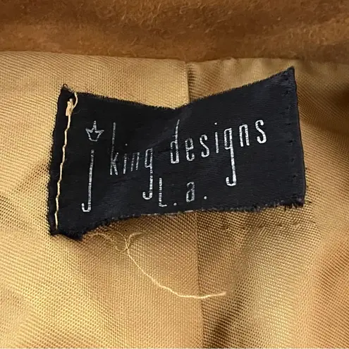 Vintage 80s 90s J King Designs Suede Bomber Jacket Zip Front Pockets Caramel L Tan Size L
