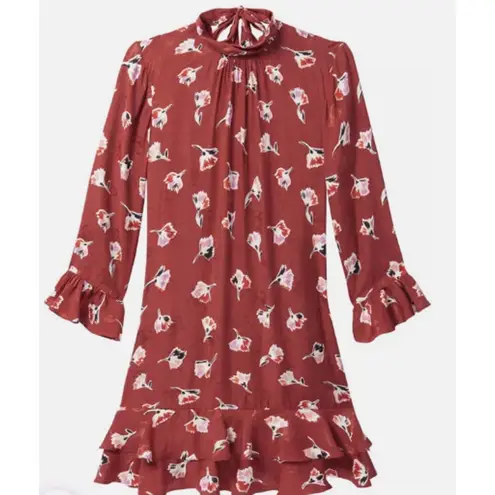 Rebecca Taylor Ikat Paintbrush Ruffle Dress Size 10 New with Tags