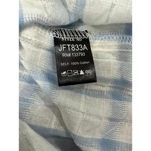 POL  Clothing Frayed Ocean Blue Button Down Shirt Flared Sleeves LARGE NWT - Image 6