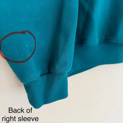 Grandmacore Granny Cottage Crewneck Sweatshirt Y2K Teal Blue Floral Medium