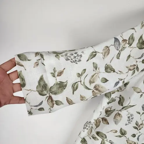 Alice Stuart Cream Floral Blazer Jacket Shoulder Pads USA Made Size M Petite Green