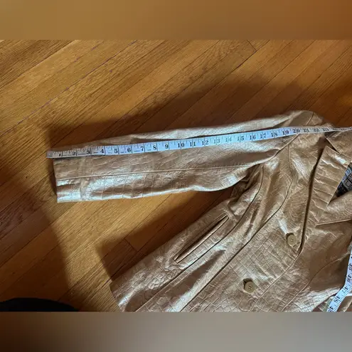 Vtg 90s Pelle Studio Metallic Gold Crocodile Blazer