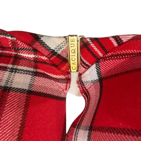 Cacique Red Plaid Boost Plunge Bra Lace Trim Underwire Padded Push Up 40DD