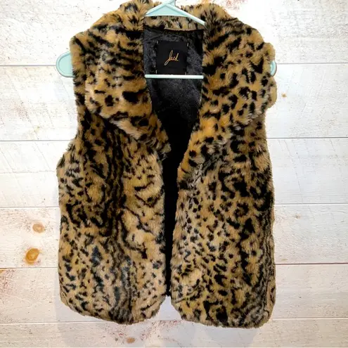 Jack by BB Dakota  Women's Leopard Print Faux Fur Open Front Vest Size M