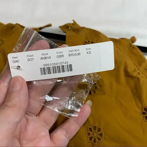 J.Crew Re-Imagined by  Brown Eyelet Flutter Sleeve Pom Pom Trim Top - Image 6