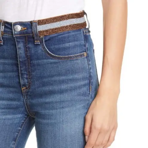 Veronica Beard TUCKERNUCK KATE HIGH RISE SKINNY SHIMMER WAIST Blue Denim Jeans