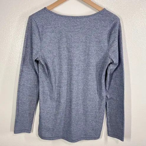 A pea in the pod Blue Ribbed Henley Maternity Top Women's M Long Sleeve Stretch