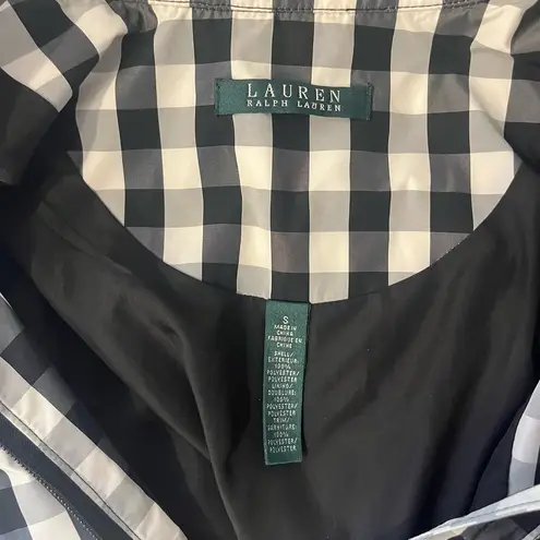 Lauren Ralph Lauren Womens Gingham Check Bomber Jacket Outerwear S Black White