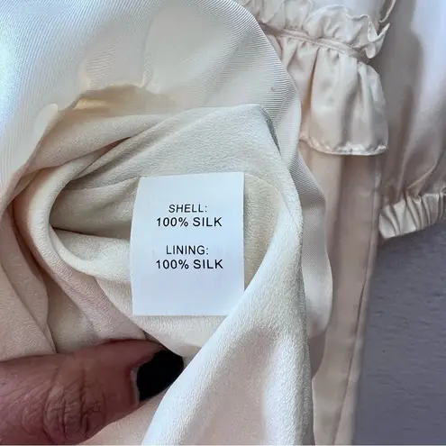 Vintage SEE SHINE 100%silk Cream bubble hem Sz 4 Dress coquette whimsical dainty White