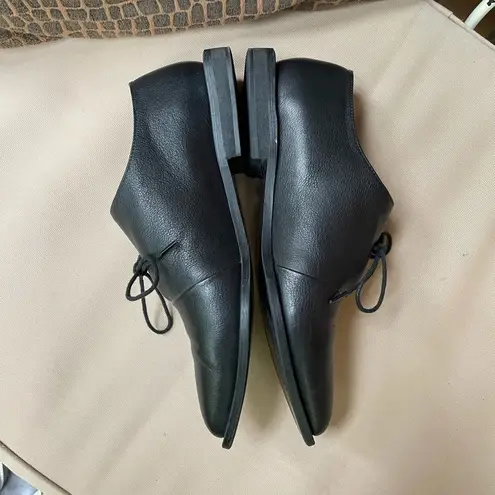 Elma Shoes Leather Point Toe Square Heel Black 6