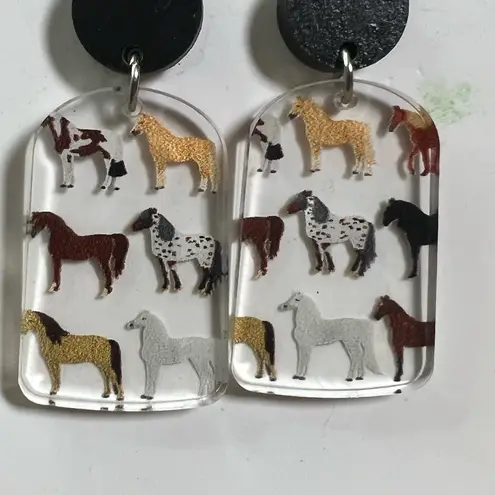 Handmade Horse Pattern Earrings | Boho Western Acrylic Jewelry