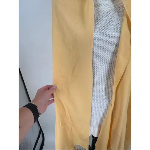 Vintage Sabby Anand Pashmina Wool & Silk Buttery Yellow Fringed Wrap Scarf