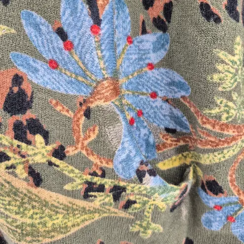 "Til The End" Floral Leopard Print Hoodie Sweatshirt Size XL Green