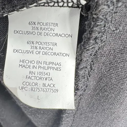 Daisy Fuentes Black Long Sleeve Top Bow Detail Size Large New