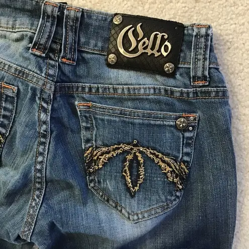 Cello  JEANS DISTRESSED BLUE BOOT CUT JEANS SIZE 1