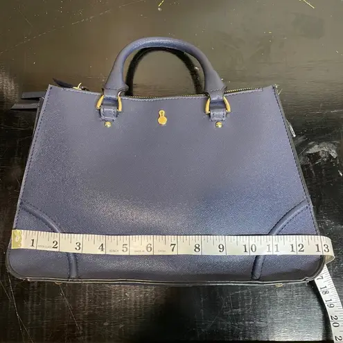 London Fog Navy Leather Handle Bag 3 Compartments