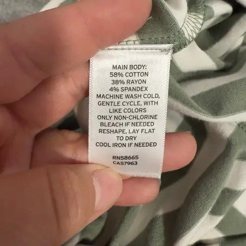 Caslon Striped V-Neck T-Shirt | Sage Green & White | NWT | Size S