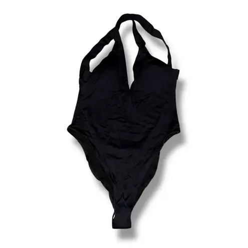 Frederick's of Hollywood Naxos Black Deep-Plunge One Piece Swimsuit Sz M NEW