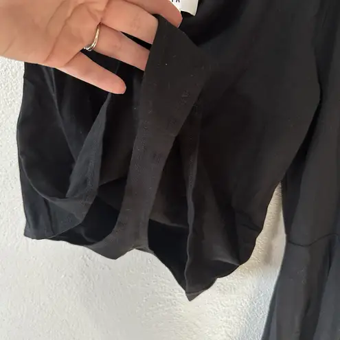 LPA Revolve Size Small Black One Shoulder Bell Flare Sleeve Bodysuit 578