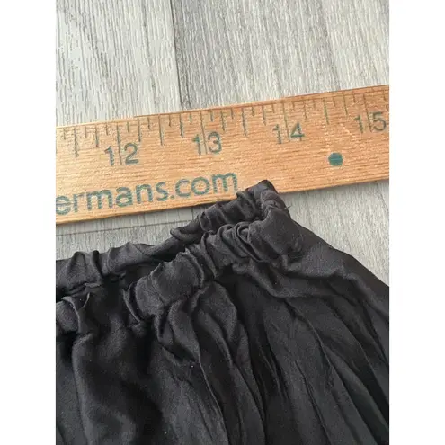 Monsoon Crinkle Maxi Skirt 10 Black Lace Tiered Witchy Dark Romantic Vamp