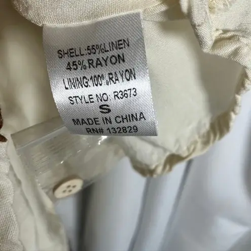 Miou Muse Floral Print Romper Women's S Short Sleeve Button Down Beige Brown Tan