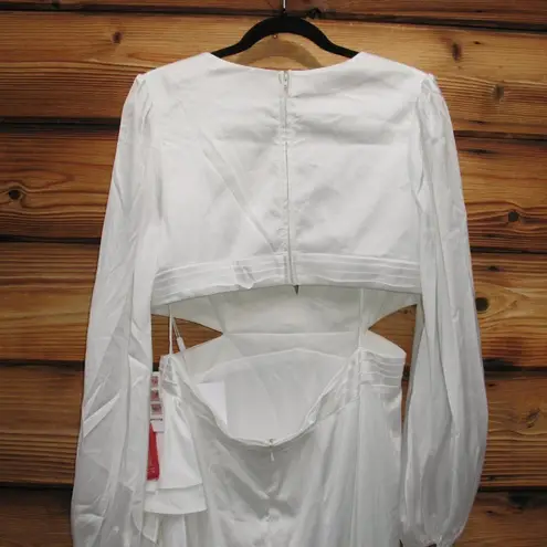 Mac Duggal 49524 Womens White Cut Out Asymmetrical Ruffled Gown Dress