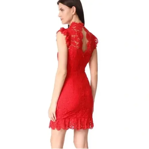 Revolve Aijek Orange Into The Night Lace Mini Dress Size 3 Cocktail Red
