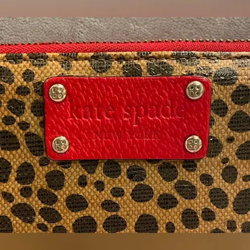 Kate Spade Cheetah With Red Detail Continental Wallet Zip Around Closure