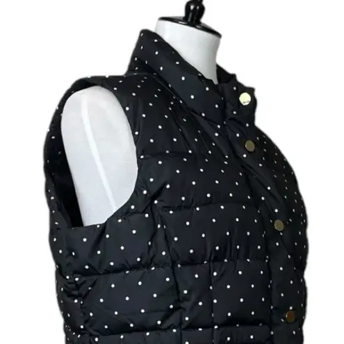 Charter Club  Vest Quilted Puffer Snap Closure Black Polka Dot Women’s Size PXL