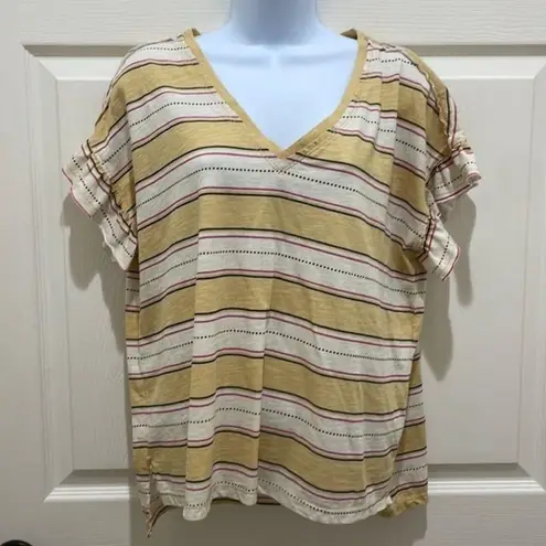 Pilcro and the Letterpress V-Neck Ruffle Short Sleeve Top