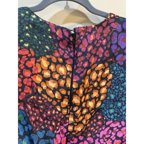 Farm Rio RAINBOW HEARTS LONG SLEEVE V-NECK MIDI DRESS Size Medium