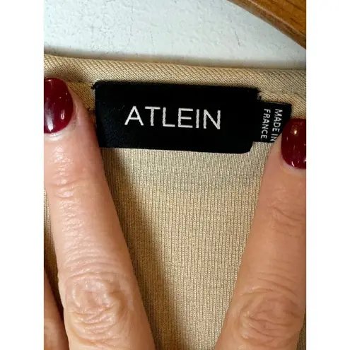 Atlein Shirt Women 4 Tan Beige Knit Sleeveless Asymmetric Neckline Tee