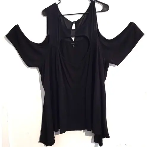 Torrid  Mesh Yoke Peplum Top Deep Black 6 / 6X