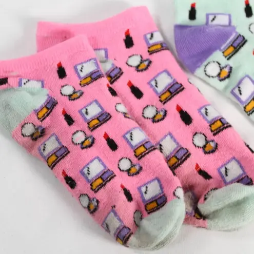 Y2K Makeup Lipstick Set of 3 Womens Ankle Socks Pink