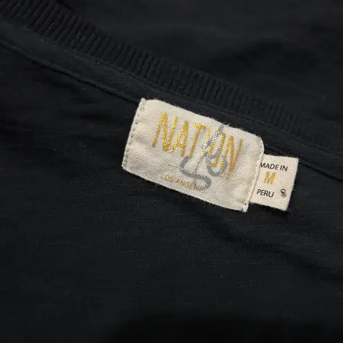 Nation Ltd . Puffed 3/4 Ruffle Sleeve V-Neck Tee