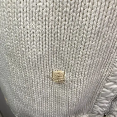 Blue Willi's Life Danish Design White Cotton Knit Full Zip Up Jacket L Pastel Size L