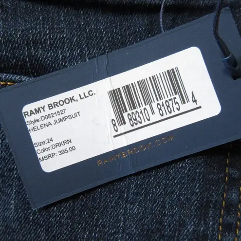 Ramy Brook NWT Helena Jumpsuit in Dark Rinse Denim Jean Zip Coverall 24 x 36