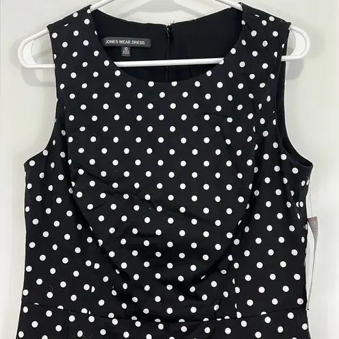 Jones Wear New Dress Size 10 Black and White Polka Dot Sleeveless Sheath Dress