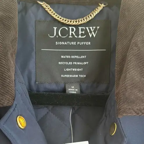 J.Crew  Puffer Trucker Jacket In Navy, Size Medium