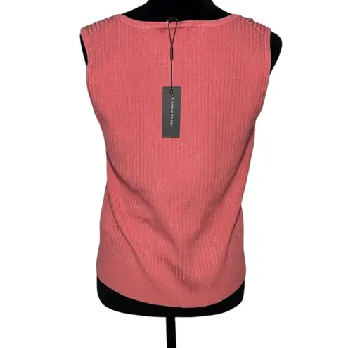 Cable & Gauge Sleeveless Ribbed Knit Sweater Coral Women's Large Rayon/Poly NEW