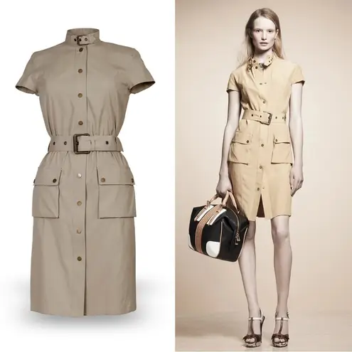 BELSTAFF • Aylesbury Dress safari cargo belted rust orange gabardine Size undefined