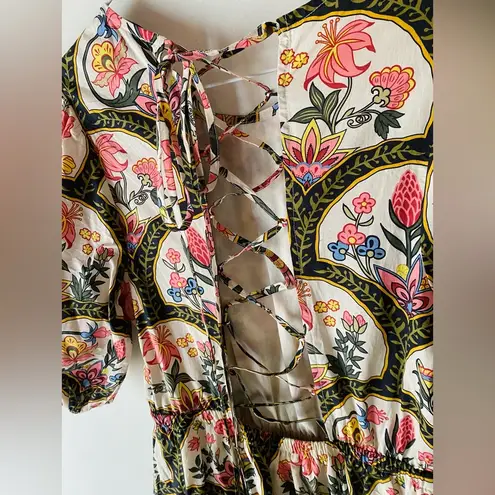 Christian LaCroix NWT floral lace up back mini dress size/M