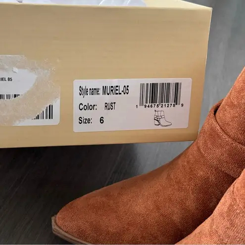 Yoki Muriel Women suede Western ankle boots cowgirl booties NWT Size 6