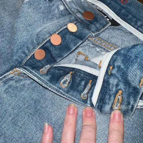 Palm Angels Blue Boyfriend Jeans Distressed Relaxed Fit