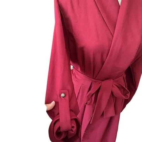 Pinkblush Red Plush Jacket with Shawl Collar and Belt