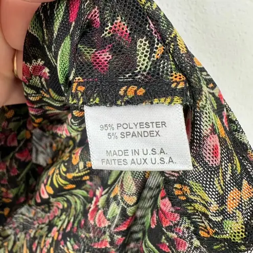 MISA Los Angeles MISA Los Angeles Size Small Black Floral Off the Shoulder Thong Bodysuit Chic